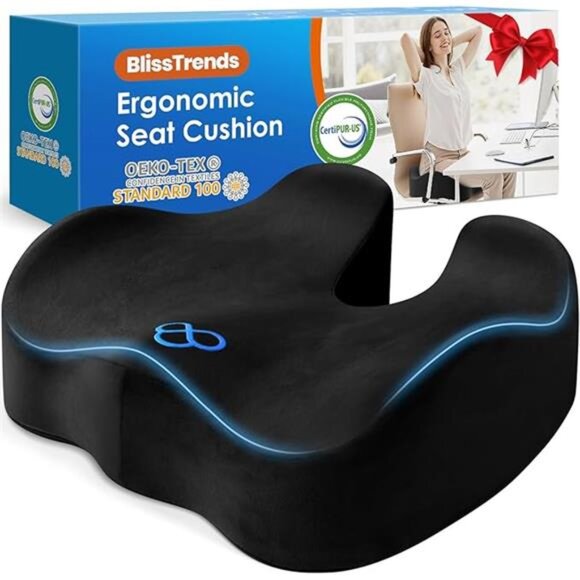 Memory Foam Seat Cushion Thick Office Chair Car Airplane Tailbone Back Pain Reli - Picture 7 of 7